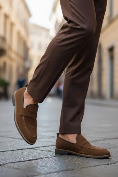 Mocasini barbati maro, tapla subtire, piele eco, comozi 12311 N15-2